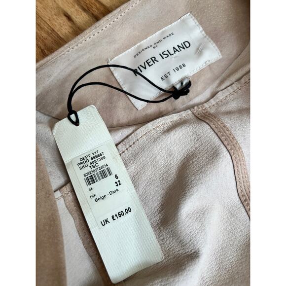 River Island  NWT - Women's Fringe Tan Leather Jacket - Picture 6 of 6
